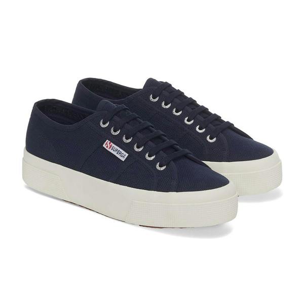 Superga Womens/Ladies 2740 Lace Up Platforms - Navy/Avorio - 