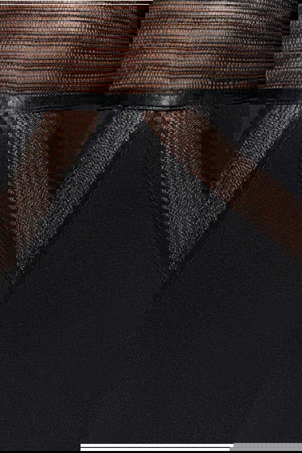 Front Crossover Lurex Split Maxi Dress - Black DR4631