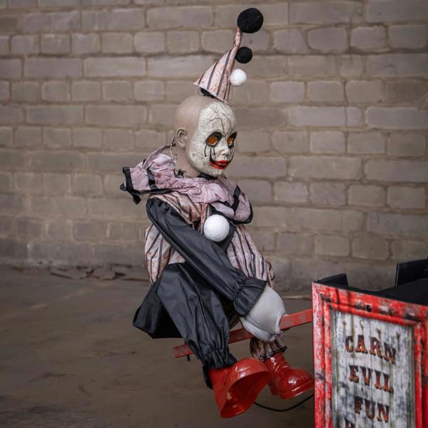Samuel Alexander 91cm Tall See Saw Clowns Animated Halloween Decoration Prop with Red Glowing Eyes