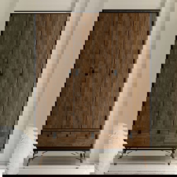 Furniture To Go Ry Wardrobe 3 doors + 3 drawers in Matt Black Walnut