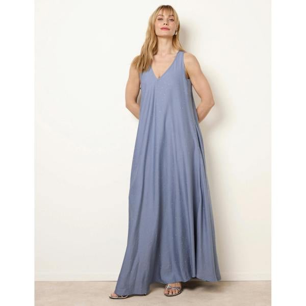 Blue Vanilla Diamante V Neck Dress