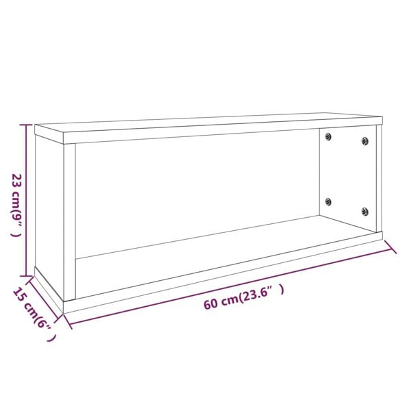Berkfield Wall Cube Shelves 6 pcs Grey Sonoma 60x15x23 cm Engineered Wood