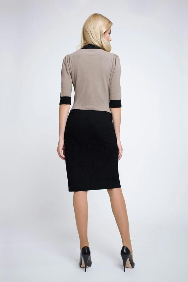 Rumour London Grace two-tone knitted bodycon dress in powder and black