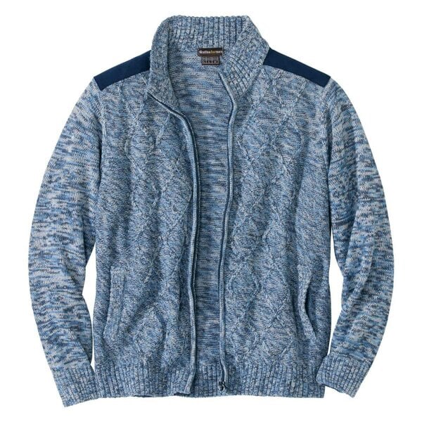 Atlas For Men Mens Knitted Faux Suede Shoulder Panels Jacket - Blue