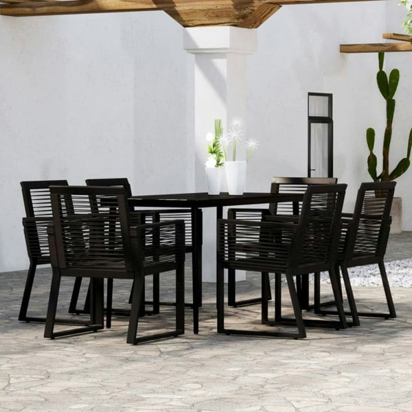 Berkfield 7 Piece Garden Dining Set Black