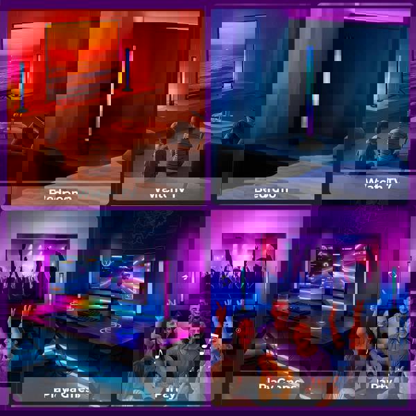 Emitto 2x Smart RGB LED Light Bars Game Ambient Lamps Color Changing Music Timer