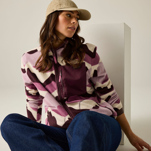 Regatta Womens/Ladies Frankie Mountain Full Zip Fleece Jacket - Light Pink/Deep Burgundy/Off White