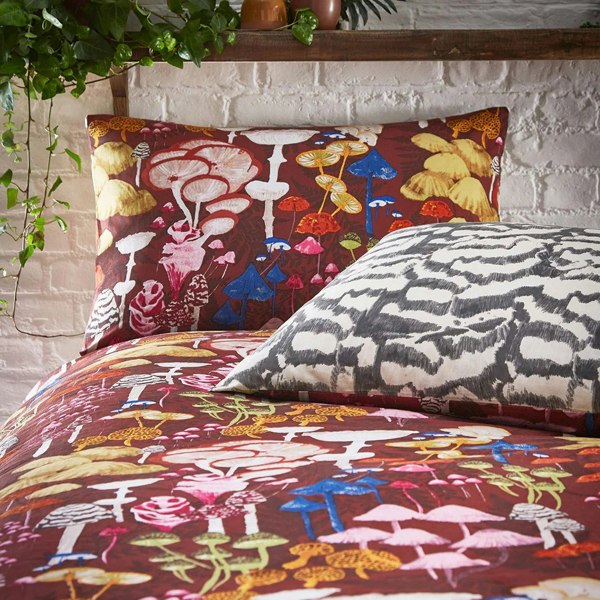 Furn Amanita Abstract Mushrooms Duvet Cover Set - Redwood