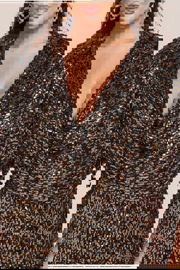 Sequin Cowl Maxi Dress - Black DR4051P