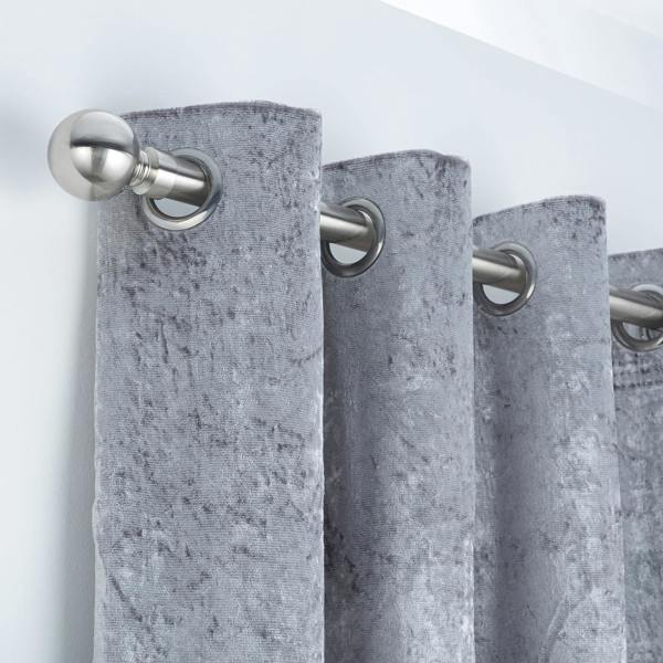 A.Unique Home Plain Ball Extendable Curtain Pole (25/28mm) (Brushed Steel,120cm - 220cm)