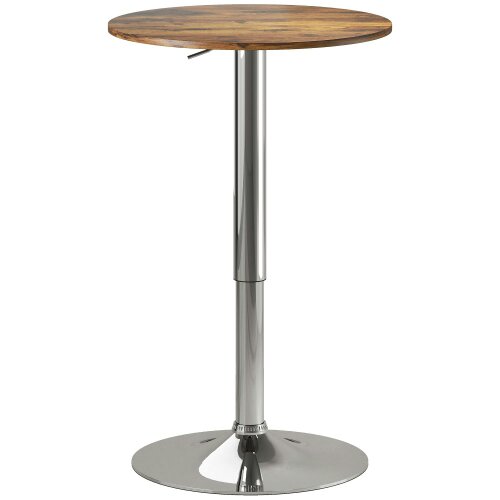 Wyld Haus Redone Rustic Brown Adjustable Swivel Round Bar Table With Steel Base