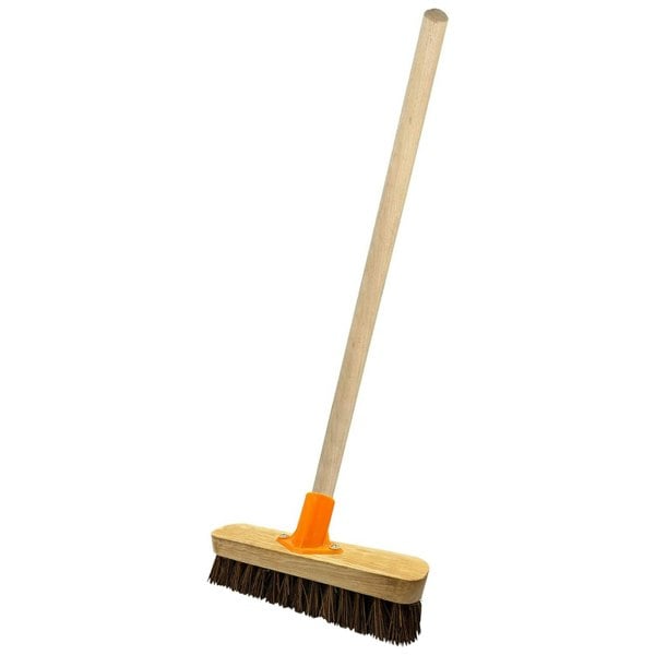 1 x Strong Stiff Deck Scrubber Hard Bristle Brush With Wooden Handle For Outdoors