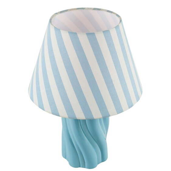 Happy Homewares Glossy Sky Blue Glazed Ceramic Lamp with Sculptural Twisted Base