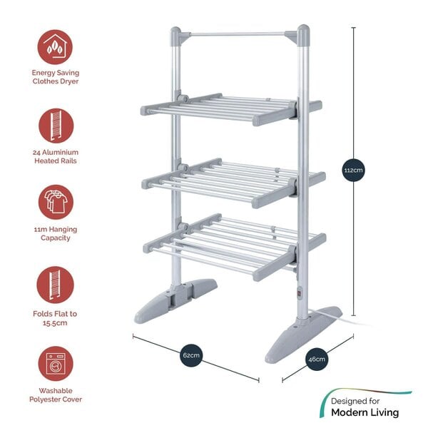 Rediffusion Ultra Compact 3 Tier Heated Airer with Cover