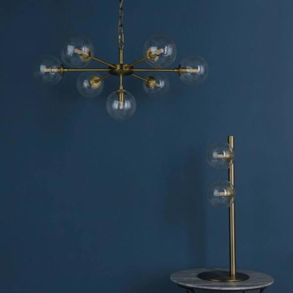 Pagazzi Lighting Ophelia 7-Light Warm Brass and Glass Pendant