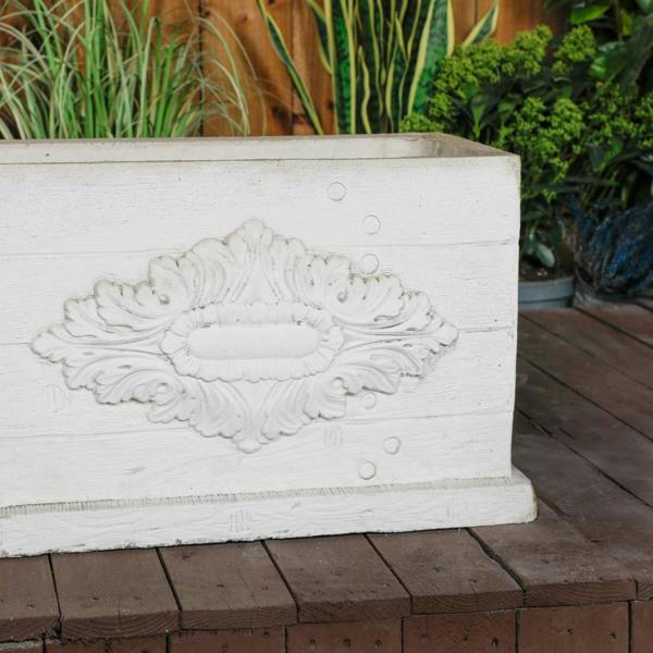Large White Stone Cast Rustic Flower Trough 