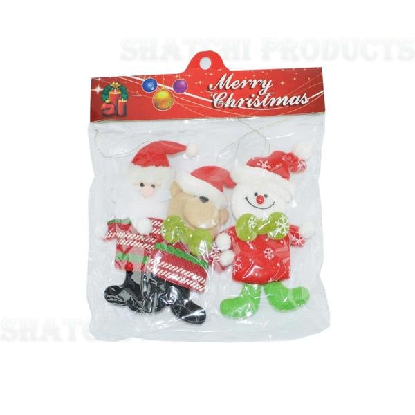 3pcs Handmade Multicolour Novelty Christmas Hanging Teddy Decorations for Home and Tree Display image 1