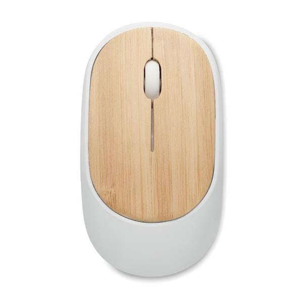 MidOcean Curvy Bam Bamboo Wireless Mouse - White - 