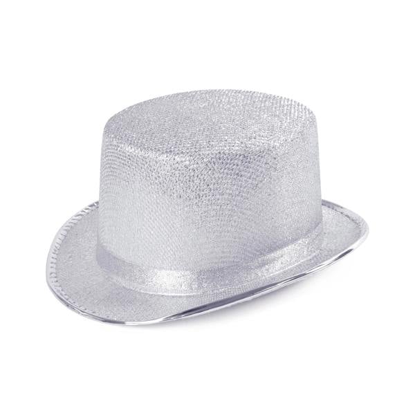 Bristol Novelty Unisex Shiny Top Hat - Silver