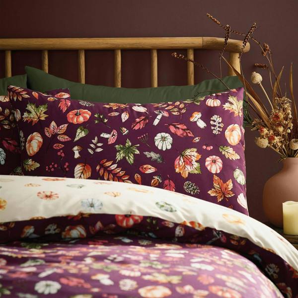 Autumn Pumpkins Plum Duvet Cover Set