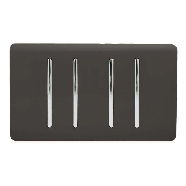 Trendi Switch 4 Gang Intermediate Rocker Light Switch in Dark Mocha Brown