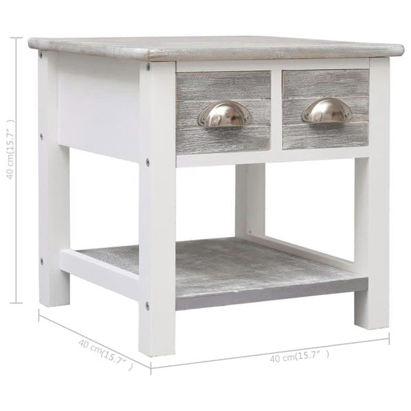 Berkfield Side Table Grey 40x40x40 cm Paulownia Wood