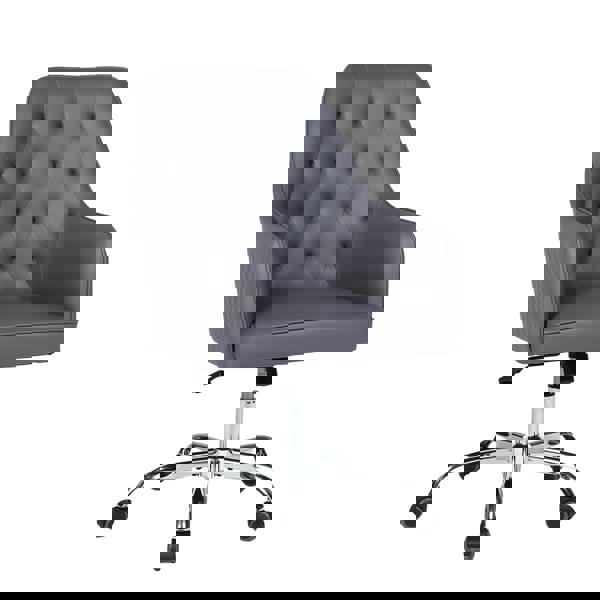 Furniture One Swivel Desk Chair, PVC Leather Office Chair, Adjustable Height, Makeup Vanity Armchair for Home Office