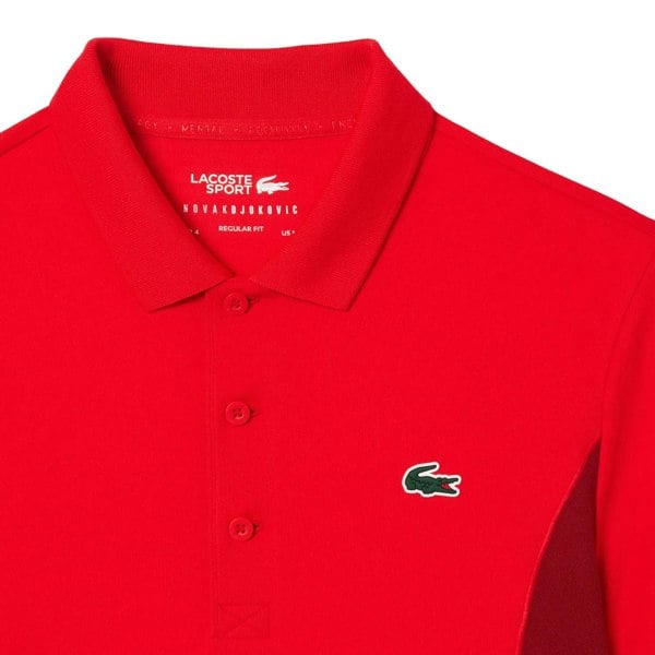 Lacoste Mens Novak Djokovic Fan Regular Tennis Polo Shirt - Red