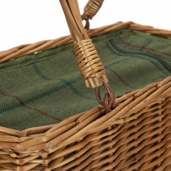 Wicker Green Tweed Rectangular Cooler Basket