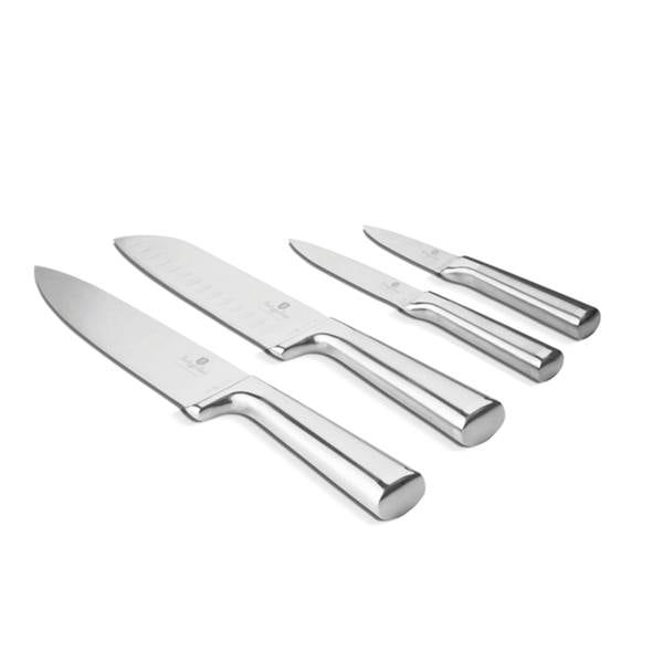 Premium 4-Piece Knife Set by Berlinger Haus, featuring chef, santoku, utility, and paring knives with stainless steel handles.