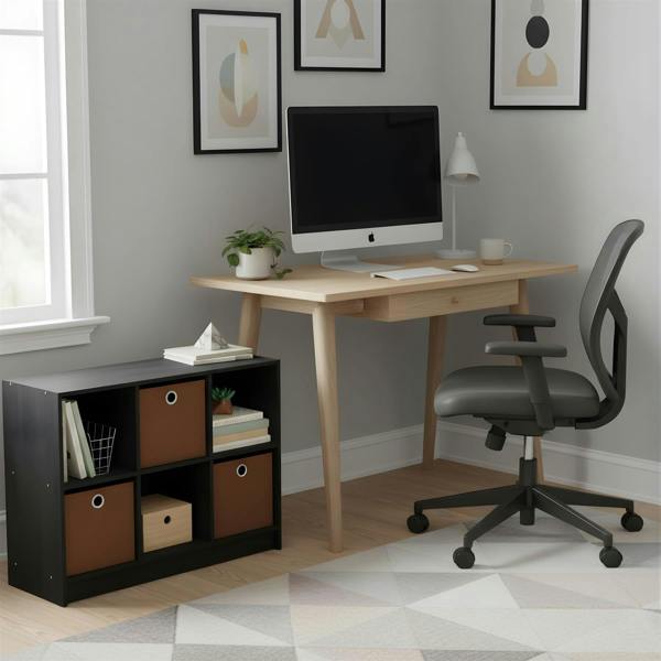 WALPLUS Basic 3x2 Bookcase Storage w/Bins, Americano/Medium Brown | High Quality Decorative Wall Design