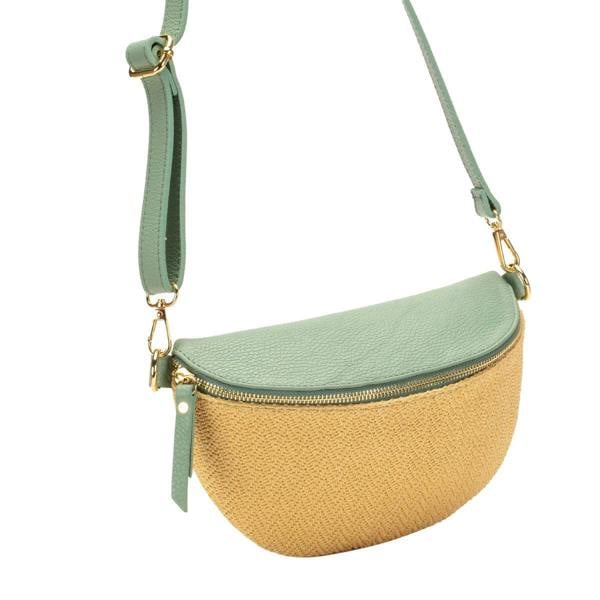 Elie Beaumont Raffia Sling Bag Mint