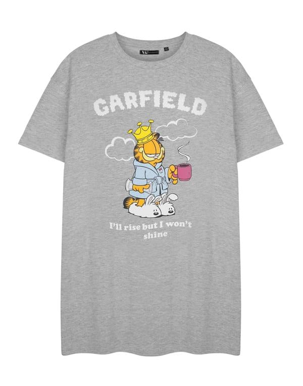 Garfield Womens Grey Rise But Won't Shine Short Sleeve Nightdress