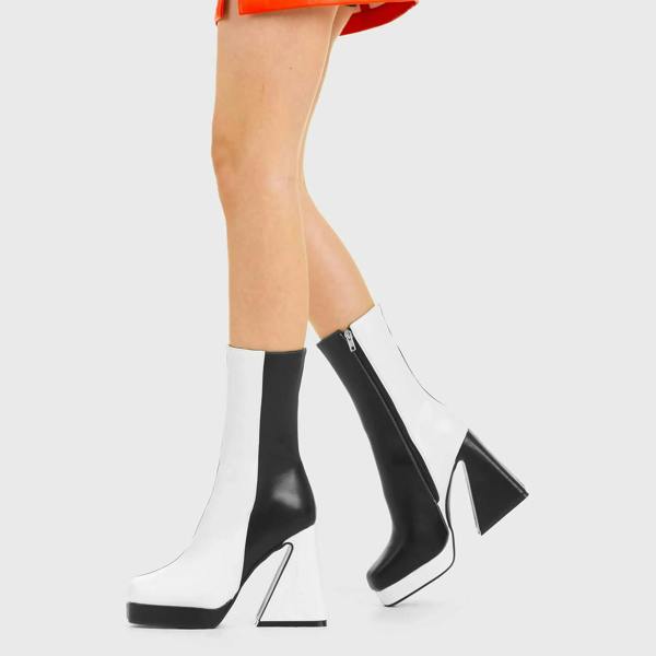 Lamoda Headturner Black White Platform Ankle Boots Comfortable Stylish