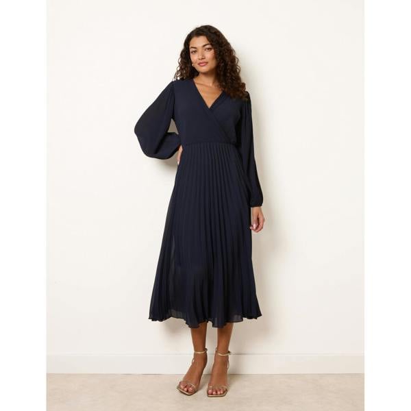Blue Vanilla Chiffon Pleated Dress