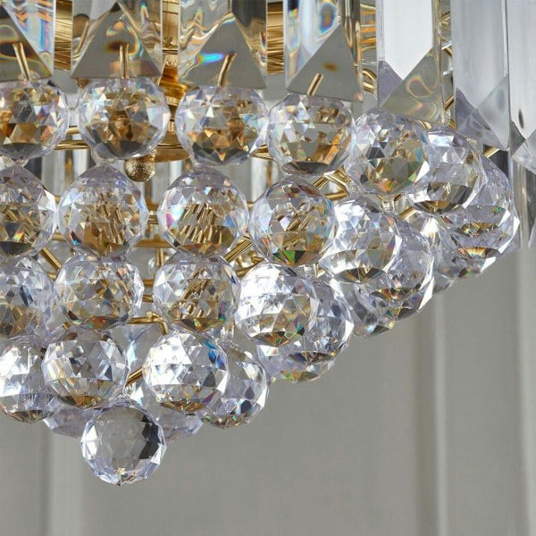 3 Light Chandelier Pendant BRASS & CLEAR Shade Hanging Ceiling Feature Lamp Bulb Loops