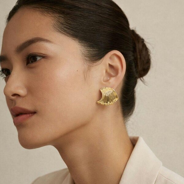 Uchi & Soto Nami Gold Wave Large Stud Earrings