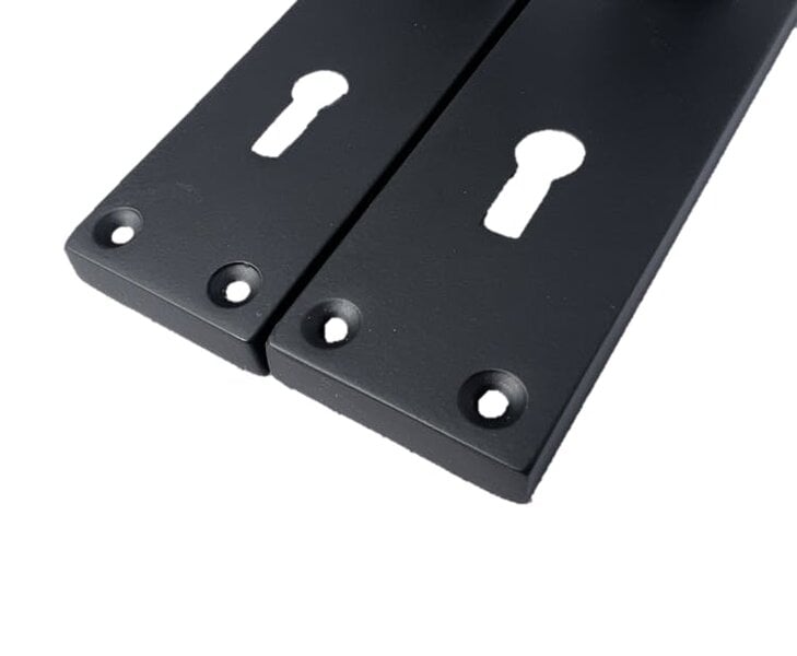 EDH Door Hardware Matt Black Door Handles Victorian Straight Lock Handles and Sash Lock