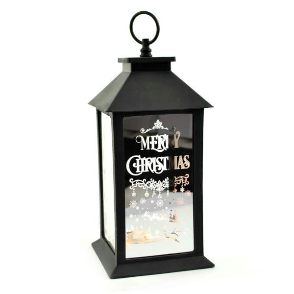 14cm Black Christmas LED Lantern Lamp with Warm White Lights and Festive Theme Design image 5