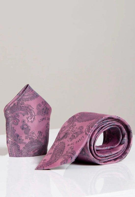 MARC DARCY Paisley Tie & Pocket Square Set - Pink