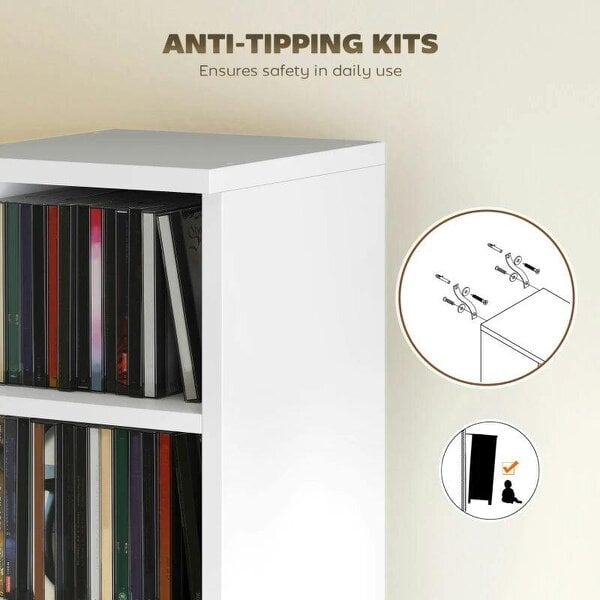 Bobobiy Set of 2 CD Media Display Shelf Unit Tower Rack with Adjustable Shelves, White