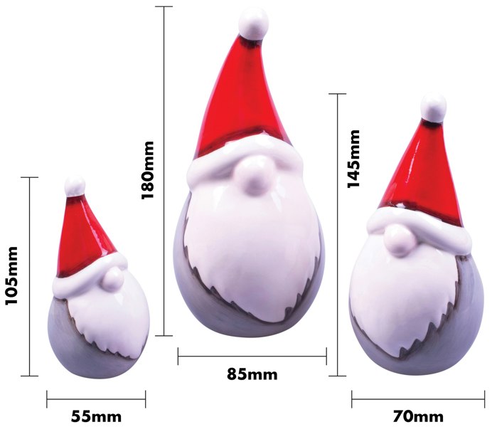 St Helens Ceramic Plump Gonk Family Display, Set of 3