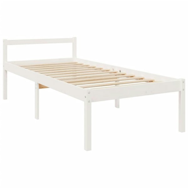 Berkfield Bed Frame with Headboard White Single Solid Wood