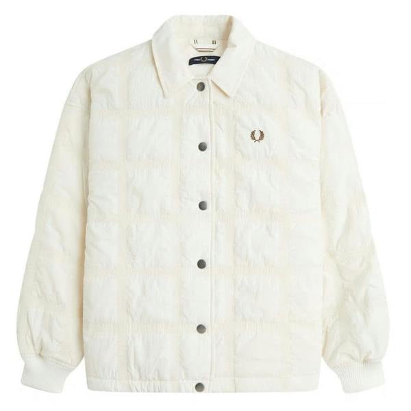 Fred Perry Snap Button Quilted Cream Bomber Jacket 6