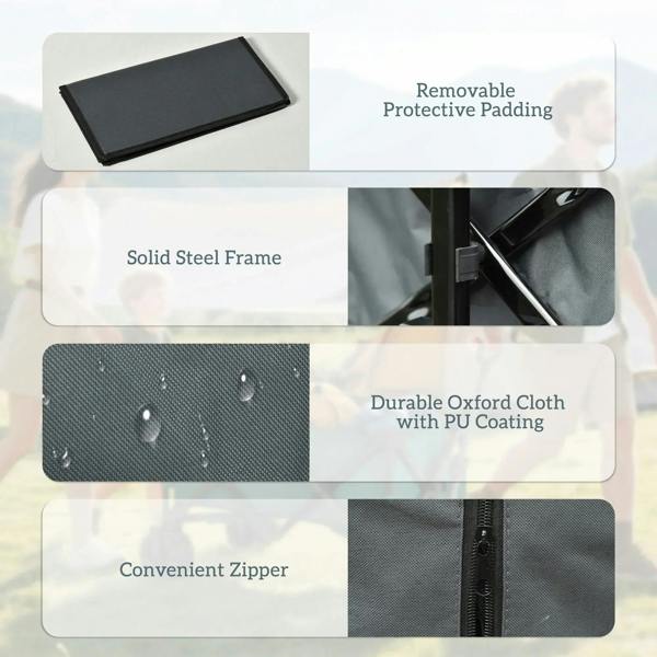 Dark grey cargo wagon trailer showing durable Oxford cloth, removable protective padding