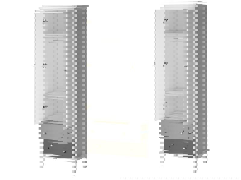 Dorel Home Poppy Wardrobe with 2 Drawers 2 Doors White/Grey