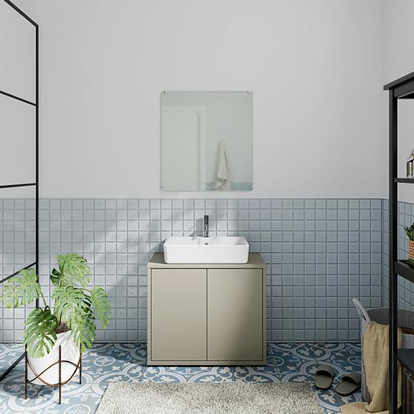 Furniture To Go Alice Springs Under Sink Bathroom Cabinet with 2 Doors Push-to-Open in Taupe