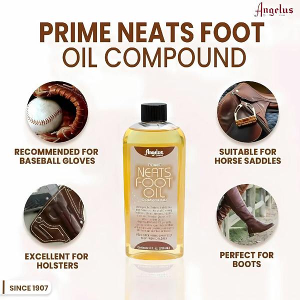 Angelus Prime Neatsfoot Oil - Leather Conditioner for Boots 8oz
