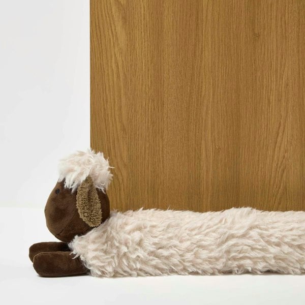 HOMESCAPES Luxury Fabric Sheep Draught Excluder