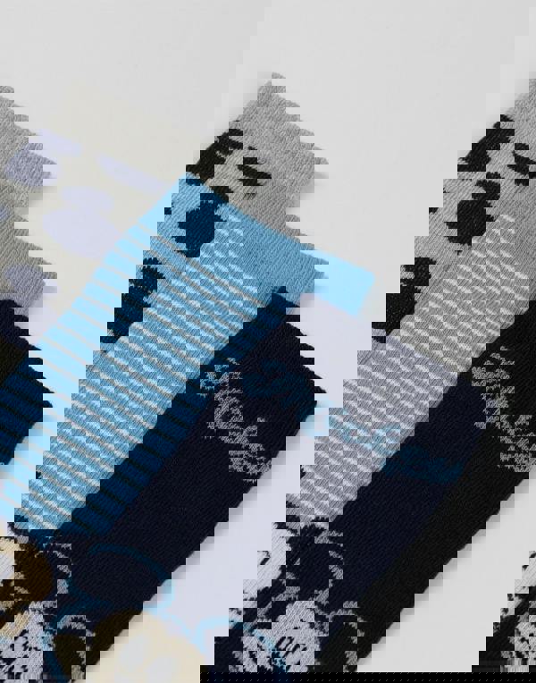 Disney Boys Blue Mickey Mouse Calf Socks Set of 5